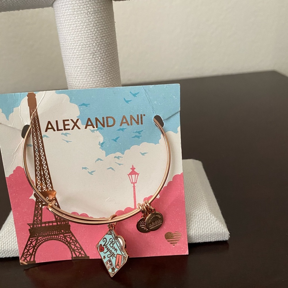 Alex and Ani rose gold charm bracelet